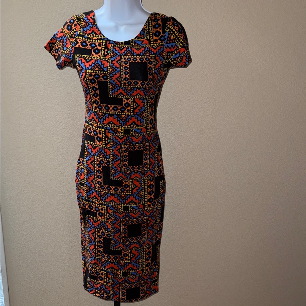 WAYF Colorful Geometric Print Body Con Dress Cotton Blend Women’s Size S